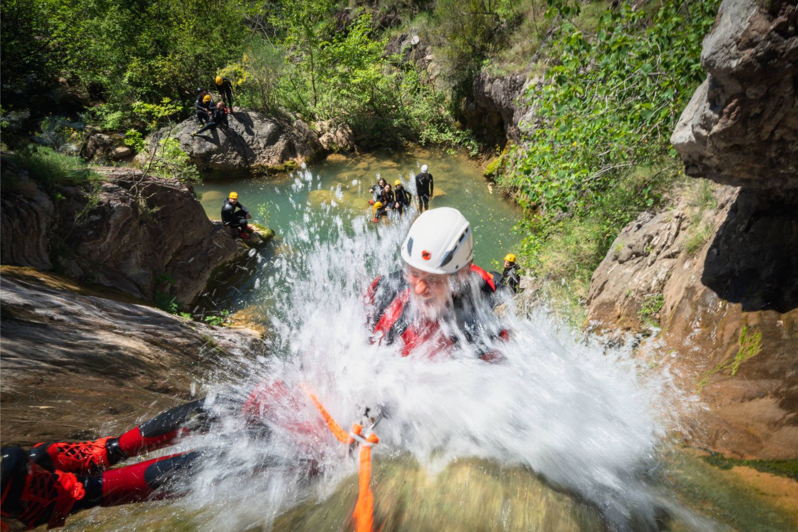 Clear water running through Drenostica Canyon
